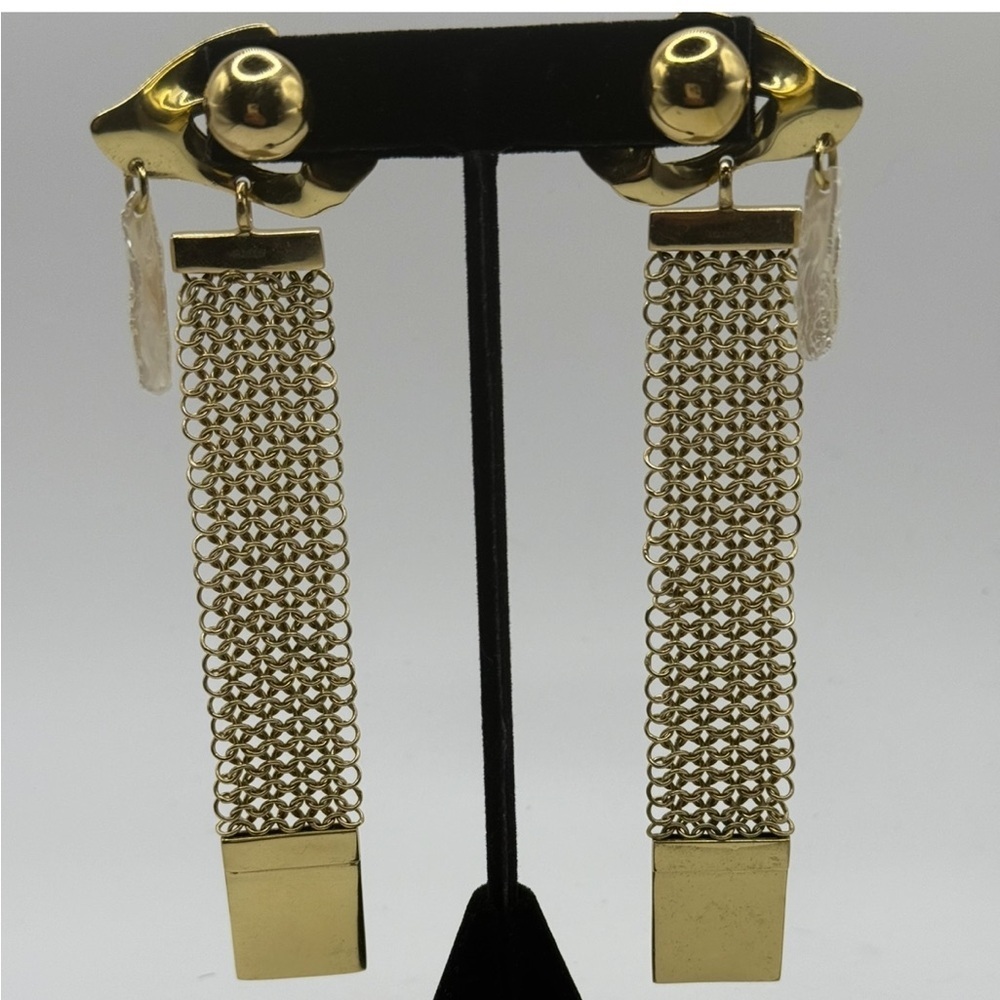 Ellery “Succession Broken Eye” Gold Statement Chain Tassel Earrings – Rare - Picture 3 of 13